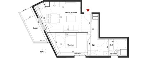 Plan appartement T2 de 44 94 m² neuf résidence Le Domaine Fleury à