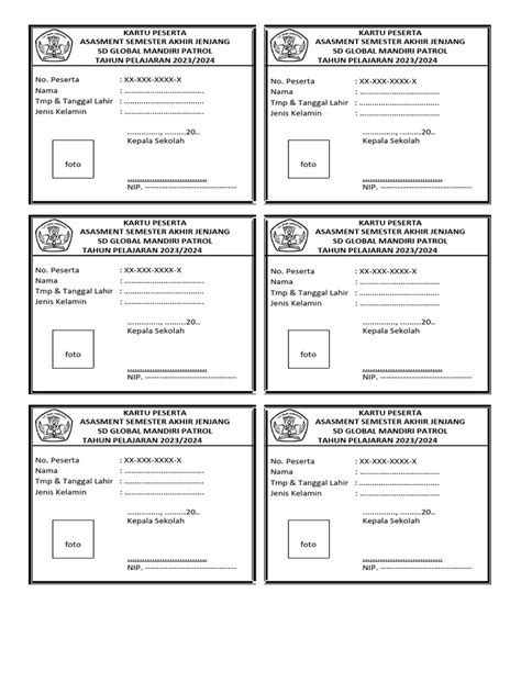Kartu Peserta Ujian Sekolah Pdf