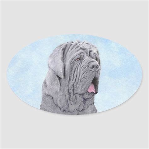 Neopolitan Mastiff Painting Original Dog Art Oval Sticker Zazzle