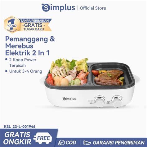 Jual Simplus Panci Wajan Listrik In Bbq Pan Shabu Shabu Hot Pot Grill Shopee Indonesia