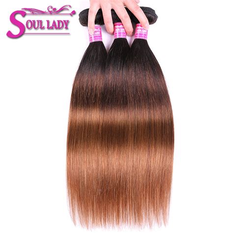 Soul Lady T1b 4 30 Brazilian Ombre Hair Straight Bundles 3pcs Lot