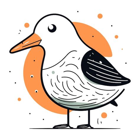 Premium Vector Vector Hand Drawn Illustration Of Cute Seagull Line