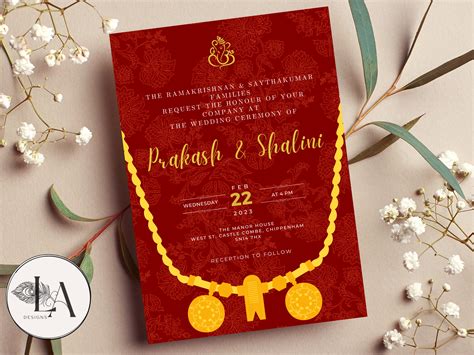 Tamil Wedding Invitation Instant Download Canva Template Indian Sri