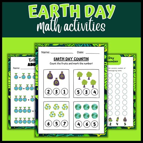 Earth Day Math Activities Worksheets Earth Day Counting Worksheets