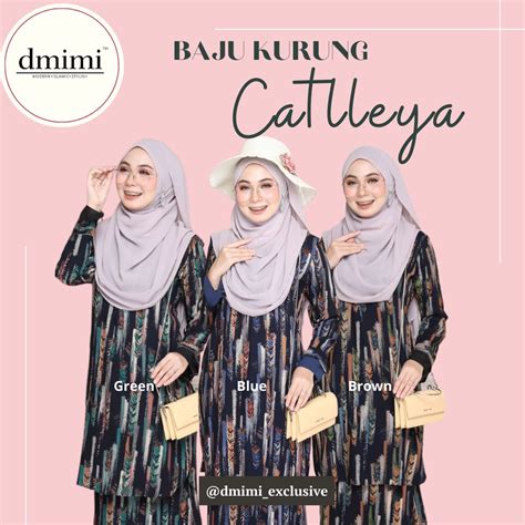 Dmimi Baju Kurung Catlleya Hot Item Printed Viscose Cotton Readystock Baju Kurung Viral