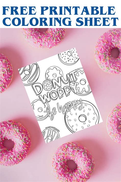 32 Donut Worry Be Happy Coloring Page MuntasirVega