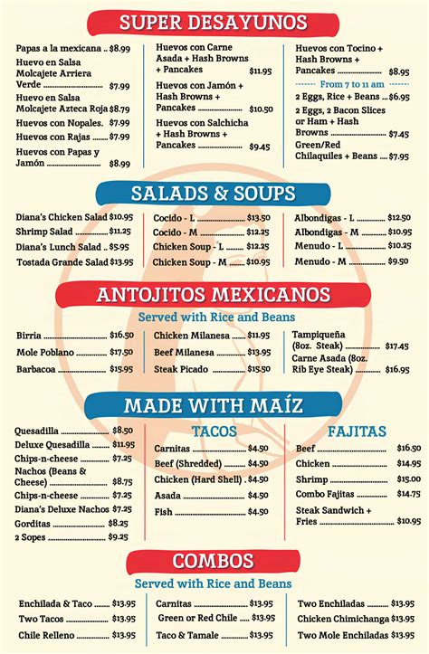 Dianas Mexican Food Products | Our Menu