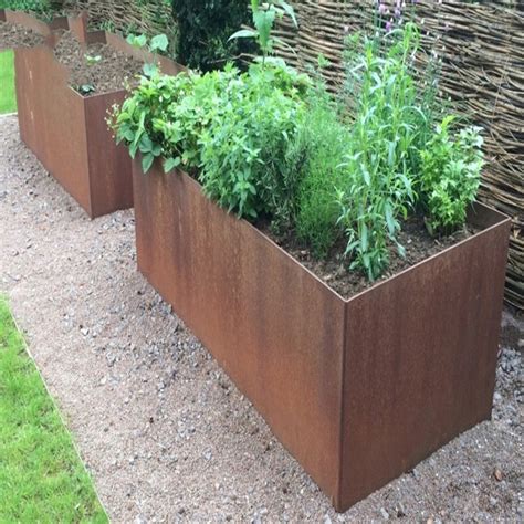 Garden Customized Dimensions Corten Steel Rusty Metal Square Planter China Metal Planter With