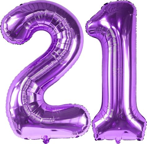 Katchon Giant Purple 21 Balloon Number 40 Inch 21 Year