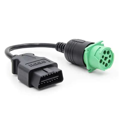 Replacement Truck OBD2 Adapter J1962 OBD II 16pin Male To Green Type 2