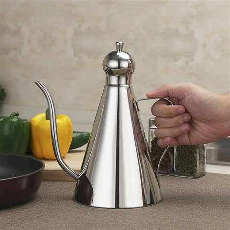 Stainless Steel Olive Oil Vinegar Dispenser Jar Seasoning Condiment Pot Bottles Container