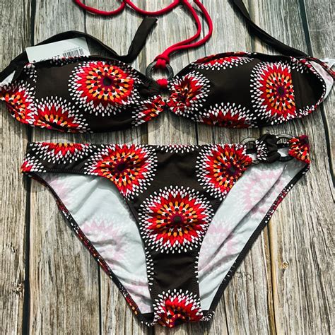 Bikini Set One Piece Beach Swimsuit With Floral Patterns Middle Ring Tie Shopee Malaysia