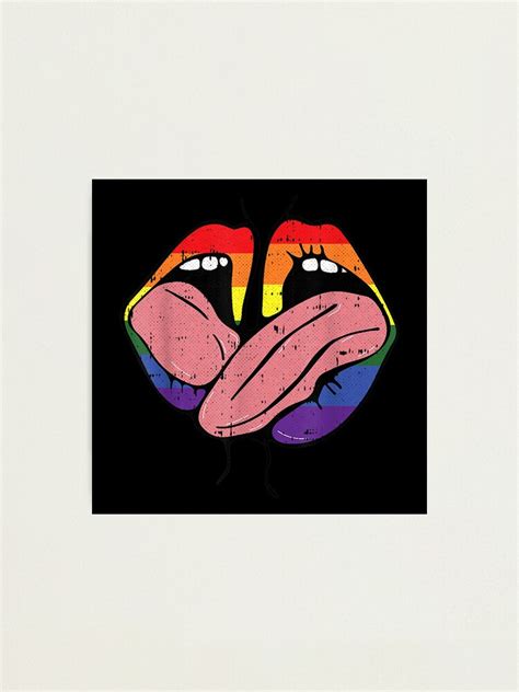 Kissing Lips Gay Pride Sexy Lick Rainbow Flag Photographic Print By Violetacain70 Redbubble