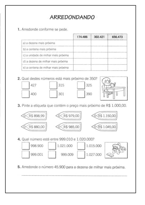 Atividades De Arredondamento - 5º ANO - ATIVIDADES de MATEMÁTICA - arredondamento e adições - Cuca ...
