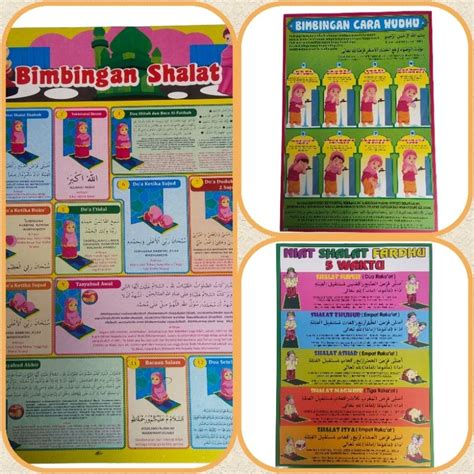 Jual Paket 3 Lembar Poster Edukasi Belajar Sholat Anak Perempuan L