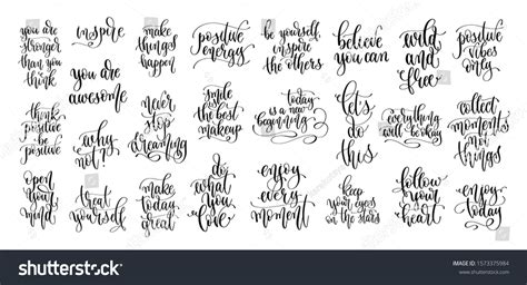 set  hand lettering motivation inspiration stock vector royalty