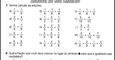 Adição E Subtração De Frações Com Denominadores Iguais