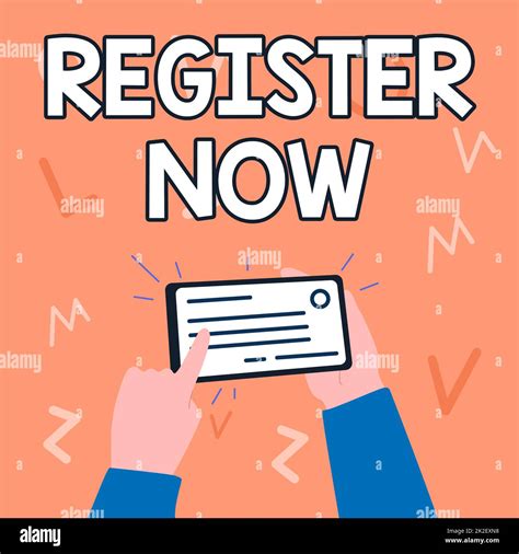 Hand Writing Sign Register Now Business Concept Name In An Official