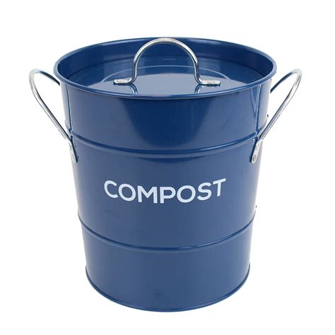 Dark Blue Metal Kitchen Compost Caddy Navy Blue Composting Food Bin