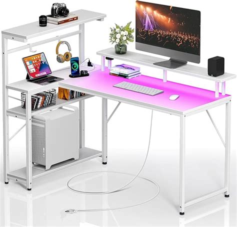 Amazon Seventable Gaming Desk With Power Outlet And Led Light