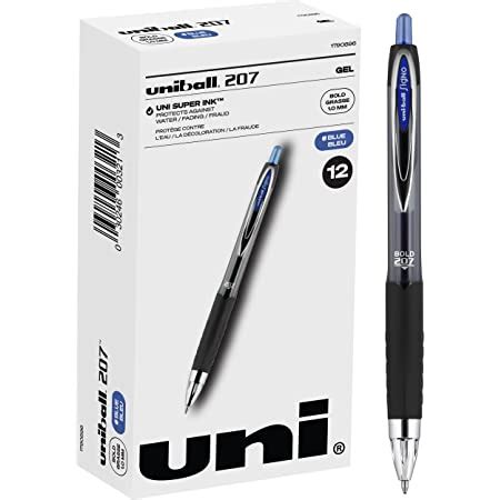 Amazon.com: Uniball Signo 207 Retractable Gel Pens - 1.0mm Bold Point - 6 Black with 6 Blue Ink ...