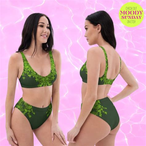 Poison Ivy Bikini Recycled High Waisted Bikini Cosplay Forest Green