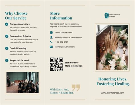 White Rock Funeral Tri Fold Brochure Template Venngage