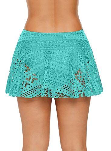 Rekita Womens Swim Skirt Lace Crochet Skort Bikini Bottom In Skirted Bikini Bottoms