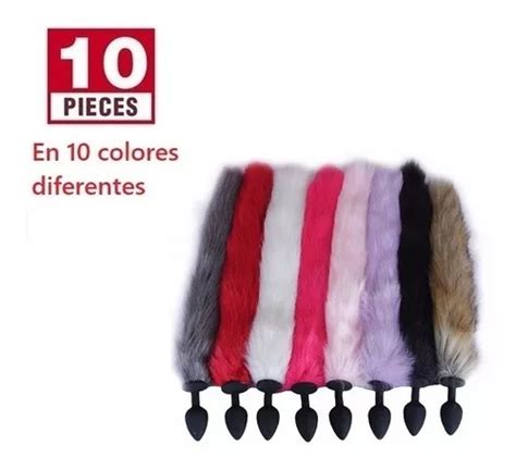 Casaamor Paquete 10 10colores Plug Anal Cola Silicon 40cm Envío gratis