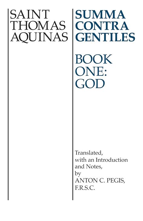 Summa Contra Gentiles Book Onegod Thomas Aquinas Anton Charles