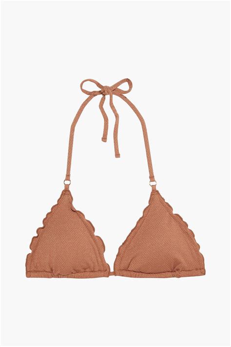 SEAFOLLY Stardust Ruffle Trimmed Metallic Triangle Bikini Top THE OUTNET