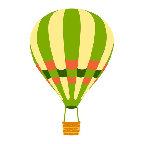 Hot Air Balloon Striped Hot Air Balloon In Cartoon Style On White Background Vector