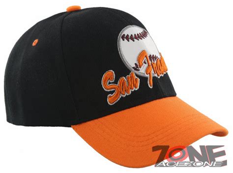 New Us San Francisco California Sf Baseball Ball Cap Hat Black Orange