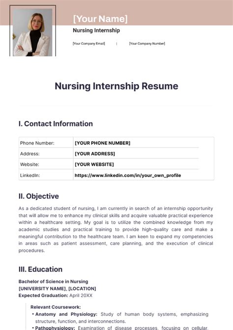 Nursing Internship Resume Edit Online And Download Example