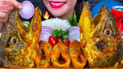 MASSIVE FISH FEAST BIG FISH HEAD CURRY FISH CURRY CHILI RICE ASMR