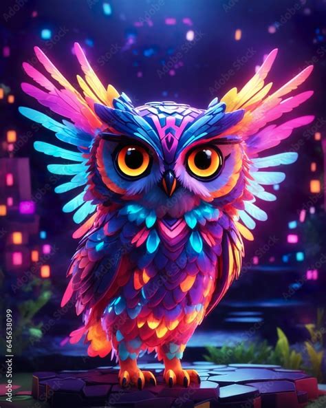 Neon Owls Enchanted Flight In Robloxs Adopt Me Stock Illustration