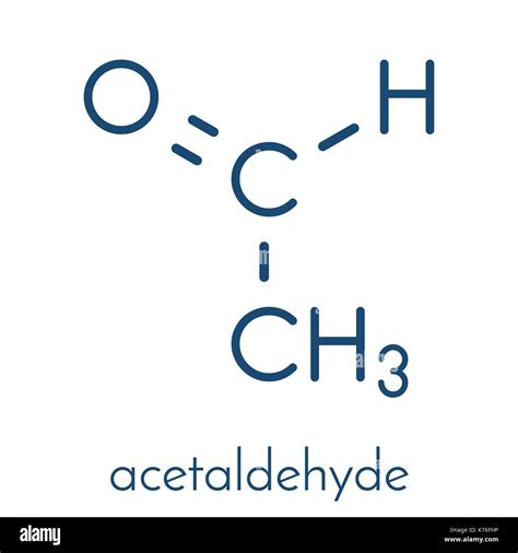 Acetaldehyde (ethanal) molecule, chemical structure. Acetaldehyde is a ...