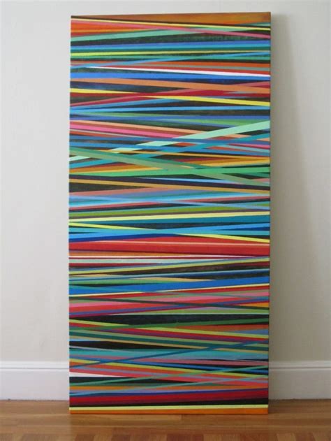 Striped Painting: Abstract Artwork with Multicolored Lines