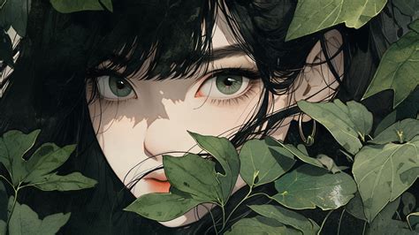绿叶 动漫女孩 好看电脑壁纸1920x1080高清大图彼岸桌面