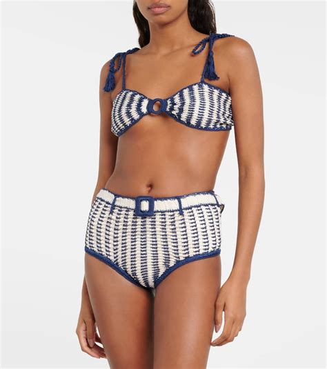 Anna Kosturova Crochet Cotton Bandeau Bikini Top In Blue ModeSens