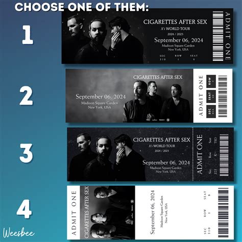 Printable Cigarettes After Sex Ticket Tour Personalized Music Concert Show Surprise Gift