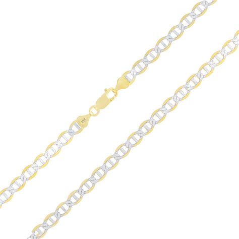 K Yellow Gold Solid Mm Pave Diamond Cut Mariner Anchor Chain