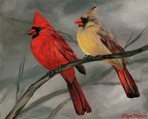 Pair of Cardinals Painting by Steph Moraca - Fine Art America
