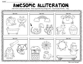 alliteration  onomatopoeia  printable worksheets