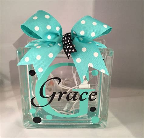 Girls Customized Personalized Lighted Glass Block Nightlight 6 Inch Etsy Lighted Glass