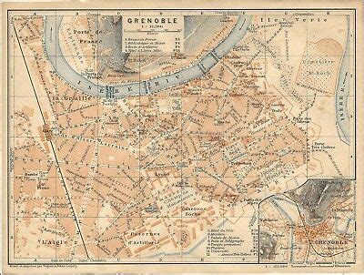 Carta Geografica Antica Grenoble Pianta Della Citt Old Antique