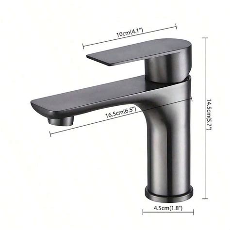 Pc Stainless Steel Gunmetal Long Flat Bathroom Faucet Hot And Cold Water Sink Faucet For
