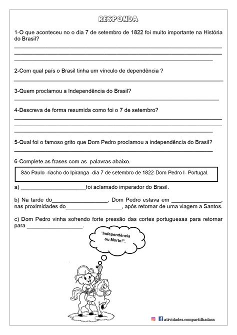 Atividade 7 De Setembro 4 Ano - Atividades Sobre 7 De Setembro 4 Ano - BRAINCP
