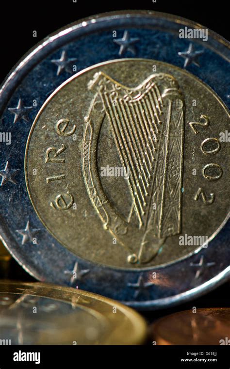 Illustration An Illsutrated Picture Shows Irish Euro Coins Lying On A