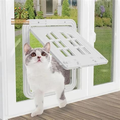 Pet Door Lockable Inside Door Flap Cat Window Door Cat Screens Barrier ...